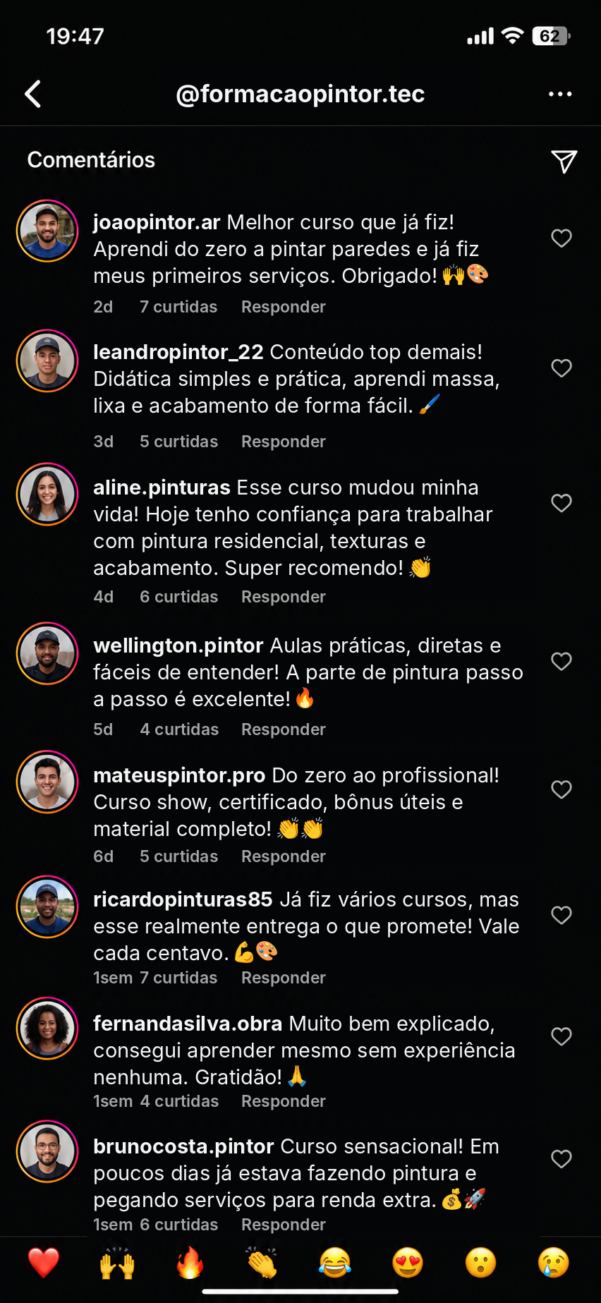 Comentários de alunos
